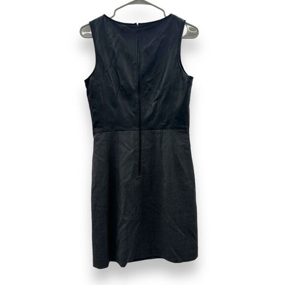 Theory Tirionne C Magistrate Charcoal & Black Leather Wool Sheath Dress Sz 6 NEW - Picture 6 of 12